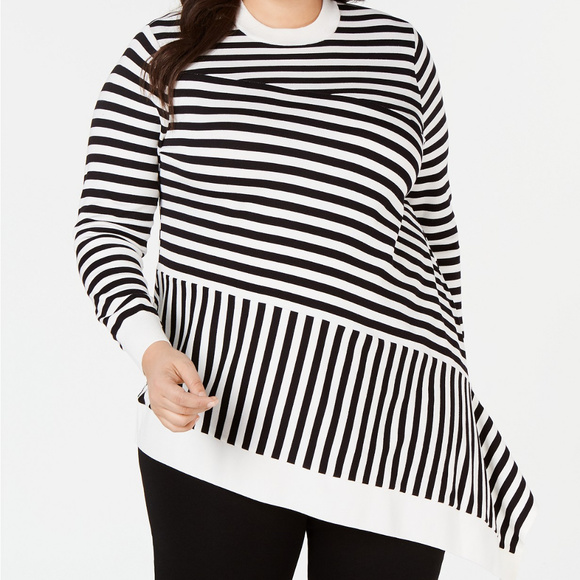 Alfani Sweaters - Alfani Mixed Stripe Black and White Sweater